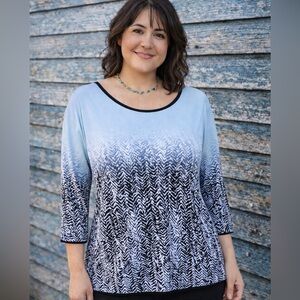 Calvin Klein Ombré A-Line Tunic Top – Silky Stretch Polyester